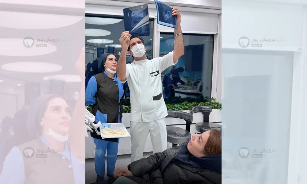 دکتر درویش پور متخصص ارتودنسی دندان در حال بررسی گرافی های بیمار